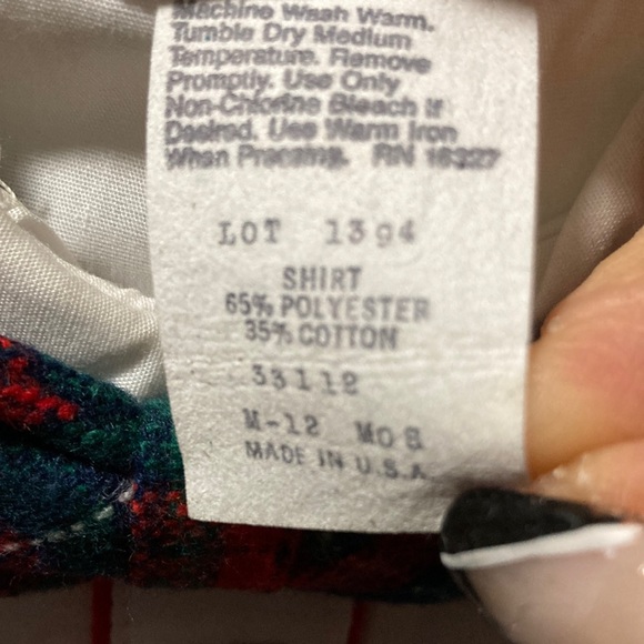 Infant Boys HOLIDAY PLAID 3-Piece OUTFIT: LS WhiteButton SHIRT, Long OVERALL + - Picture 2 of 7